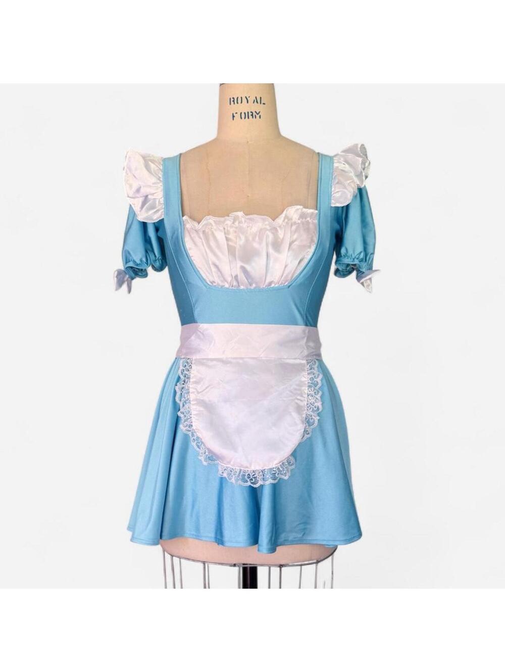 Forplay Y2K Sky Blue Ruffle Apron Maid Bo Peep Alice Sexy Halloween Costume